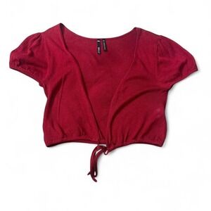 Y2K Lightweight‎ Knit Open Front/Tie Cropped Cardigan